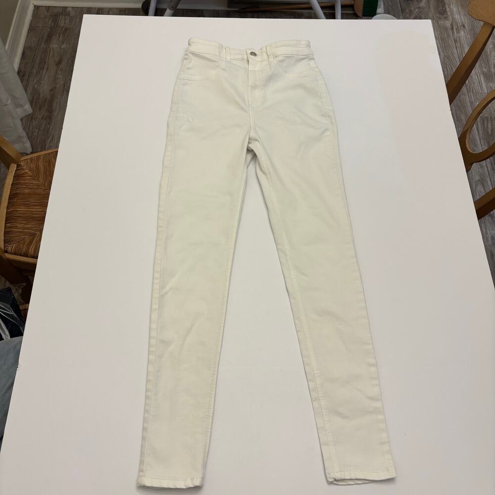 Pull&Bear Womens 6 White Skinny Jeans High Rise Stretch Denim EUR 38
